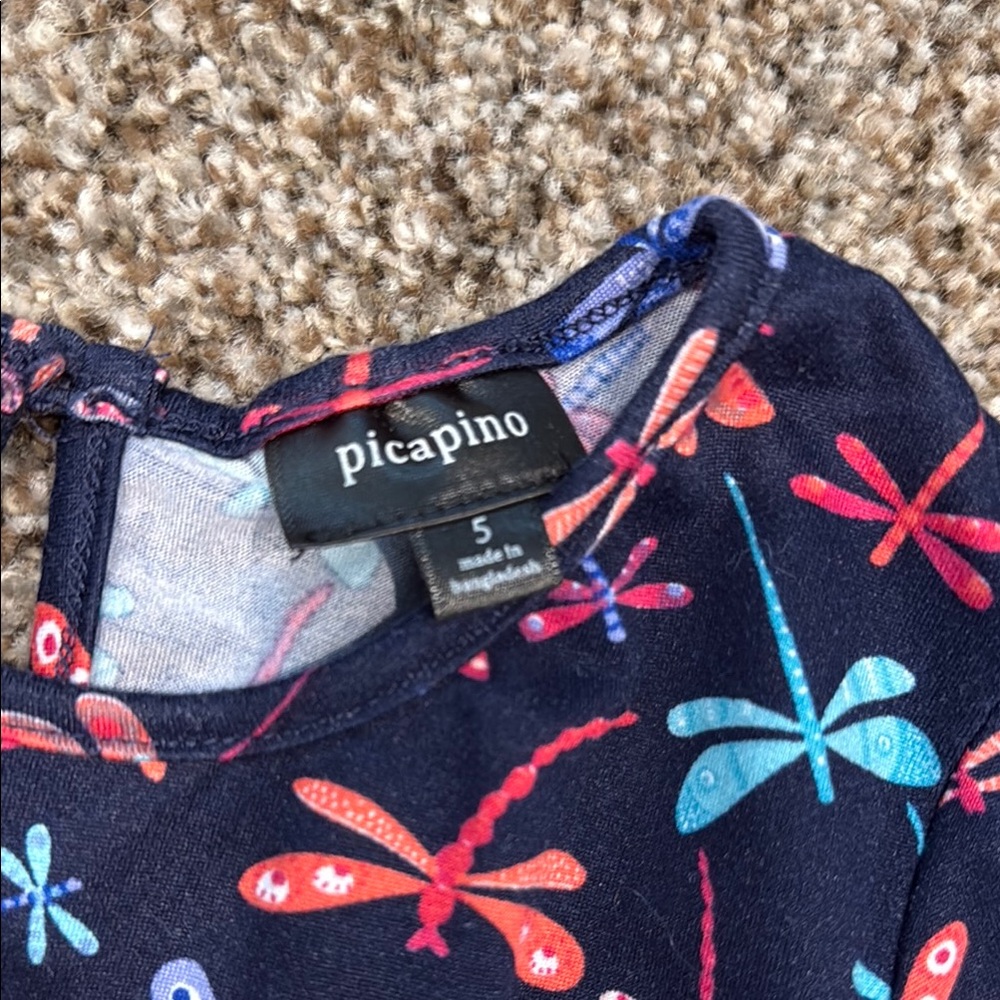 Girl’s Dragonfly Print Navy Romper - Picture 2 of 4